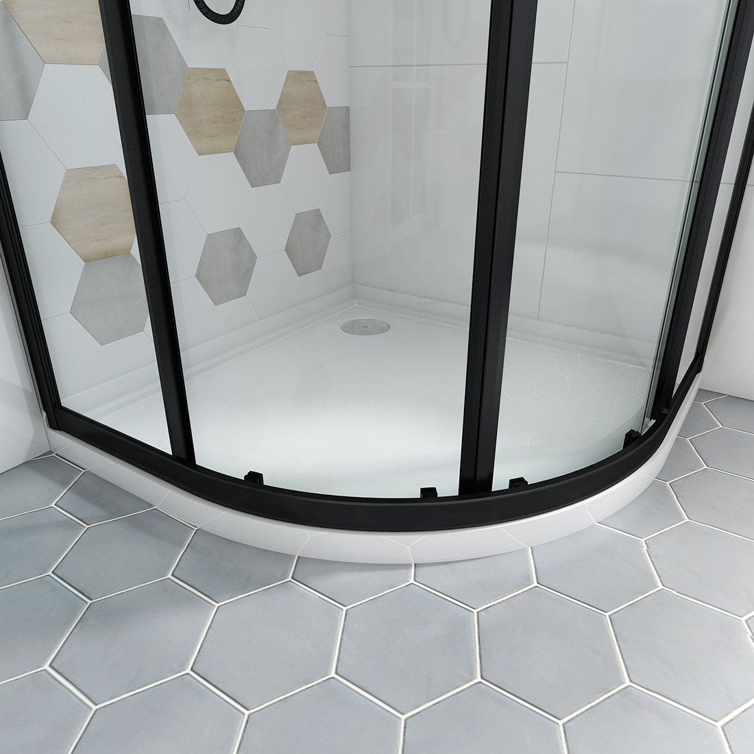 Curved Shower Screen Black Quadrant Enclosure Base Optional 800/900/1000mm | eBay